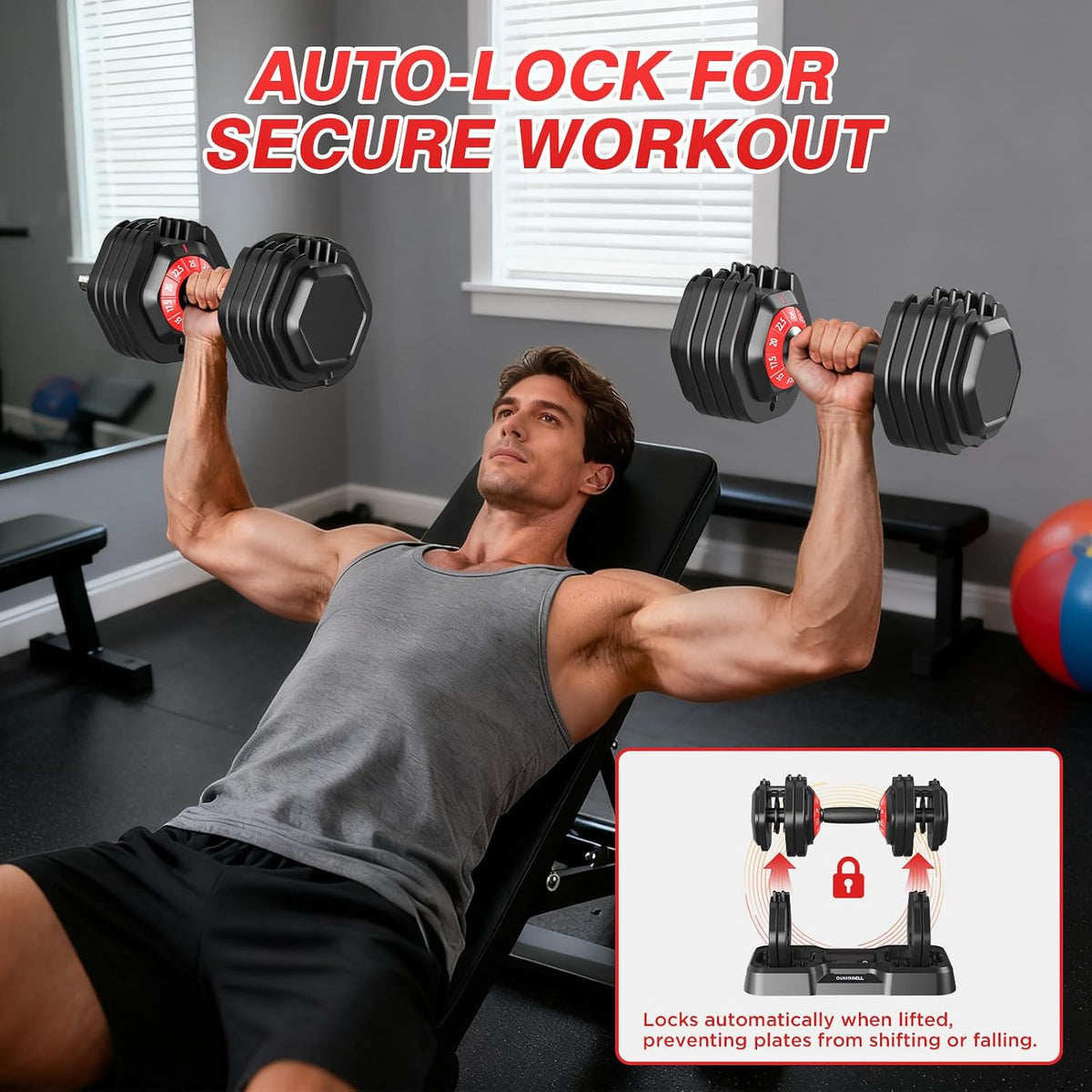 Adjustable Dumbbells Set of 2 for Home Gym Fitness Free Weights Set