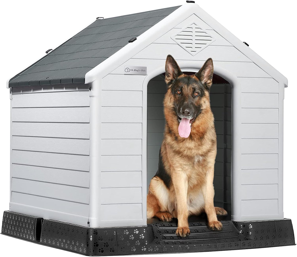 LEMBERI Large Dog House, Indoor/Outdoor, Gray 38.8" L x 35" W x 37.4" H