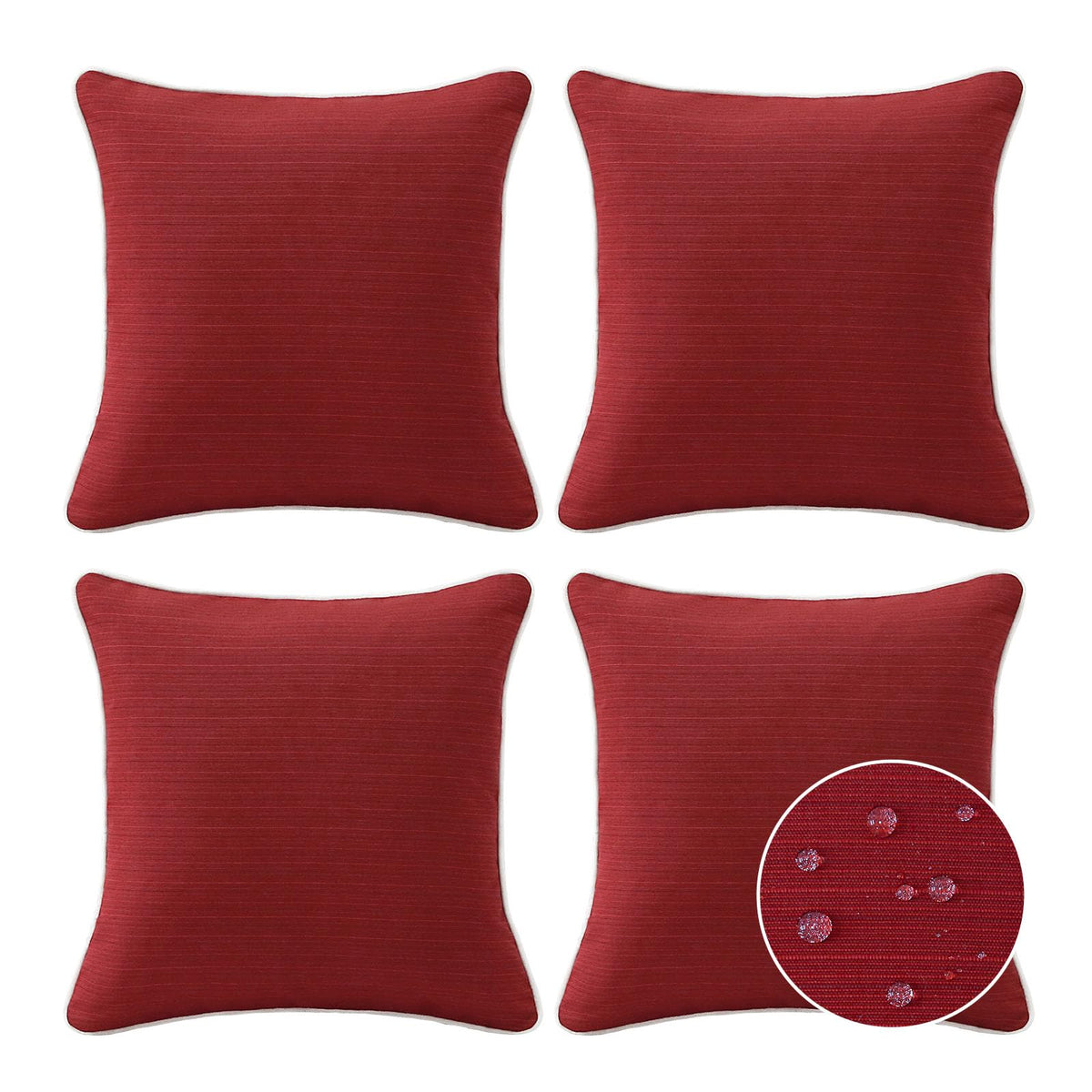 Sunbrella Decorative Outdoor Water Repellent Throw Pillows with Inserts, Set of 4, 18" x18" Pillows for Patio, Backyard, Bed, Couch, and Patio Furniture, Specrtum Pebble