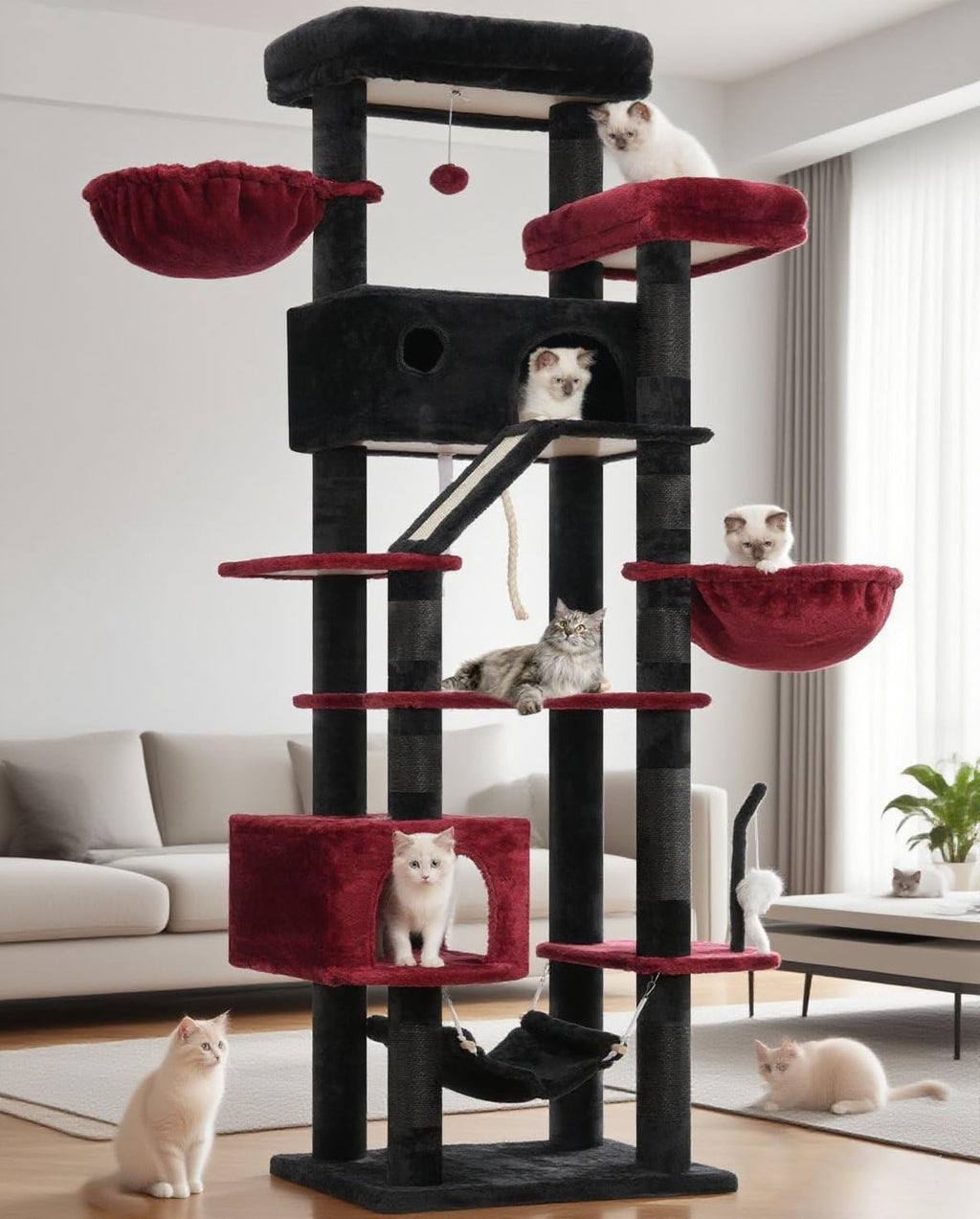 Gitelsnour Cat Tree, 63'' Cat Tower for Large Cats, Big Hammock GCT020G