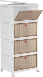 YFXCVSL 4 Tier Plastic Storage Bins with Lid 32QT, Stackable Storage Bins