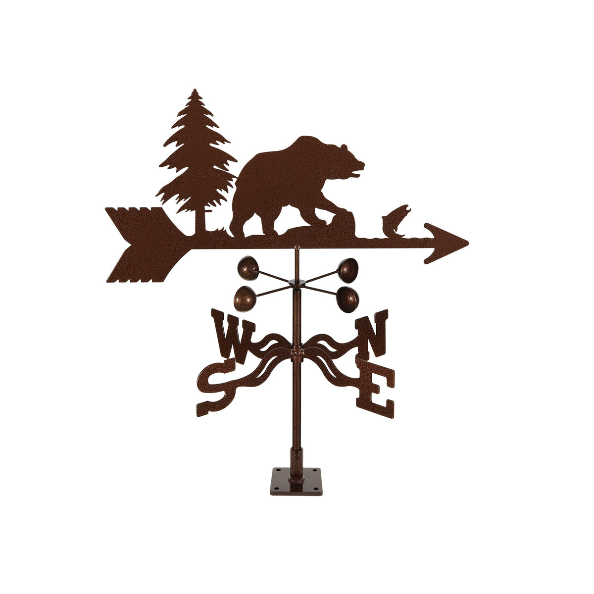 EZ Vane Steel Bear Weathervane with Wind Cups — 4-Sided Mount