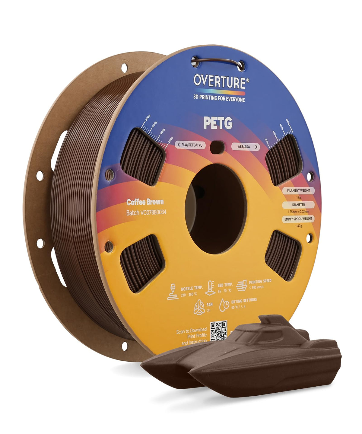OVERTURE 10KG Bundle High Speed PETG Filament 1.75mm, 3D Printer Filament