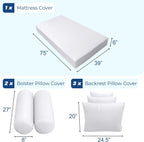 Prolinemax Style 3 - Mattress & Pillow Bolster Cushion for Outdoor Indoor Daybed Porch Swing Bed Piped Trim Twin Size AD002 | Covers ONLY |