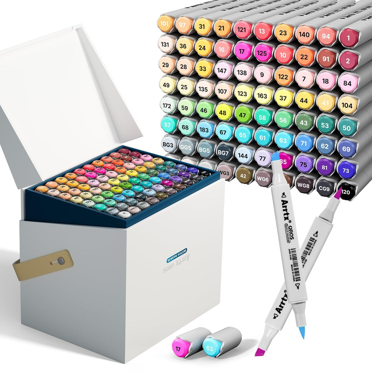 Arrtx OROS 90 Colors Alcohol Markers, Brush & Chisel
