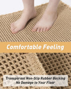 Upgraded Waffle Bath Mat Set of 2 Absorbent Bathroom Mat 18"x30" + 24"x48"