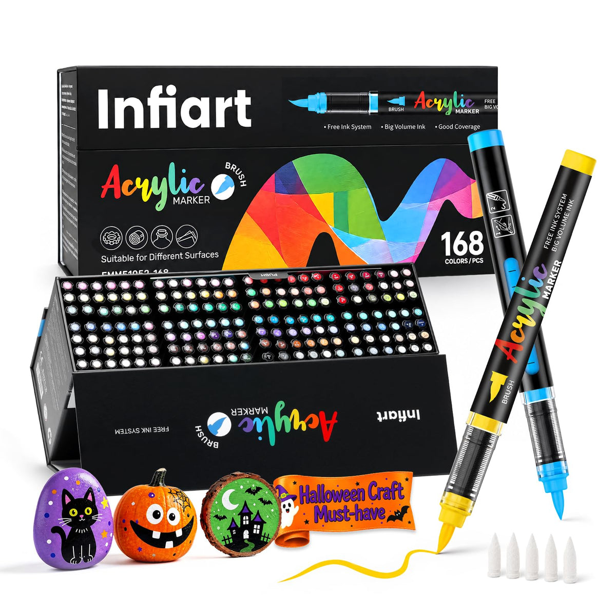 240 Colors Acrylic Paint Markers, 3X Large Capacity Flexible Tip Paint Pens