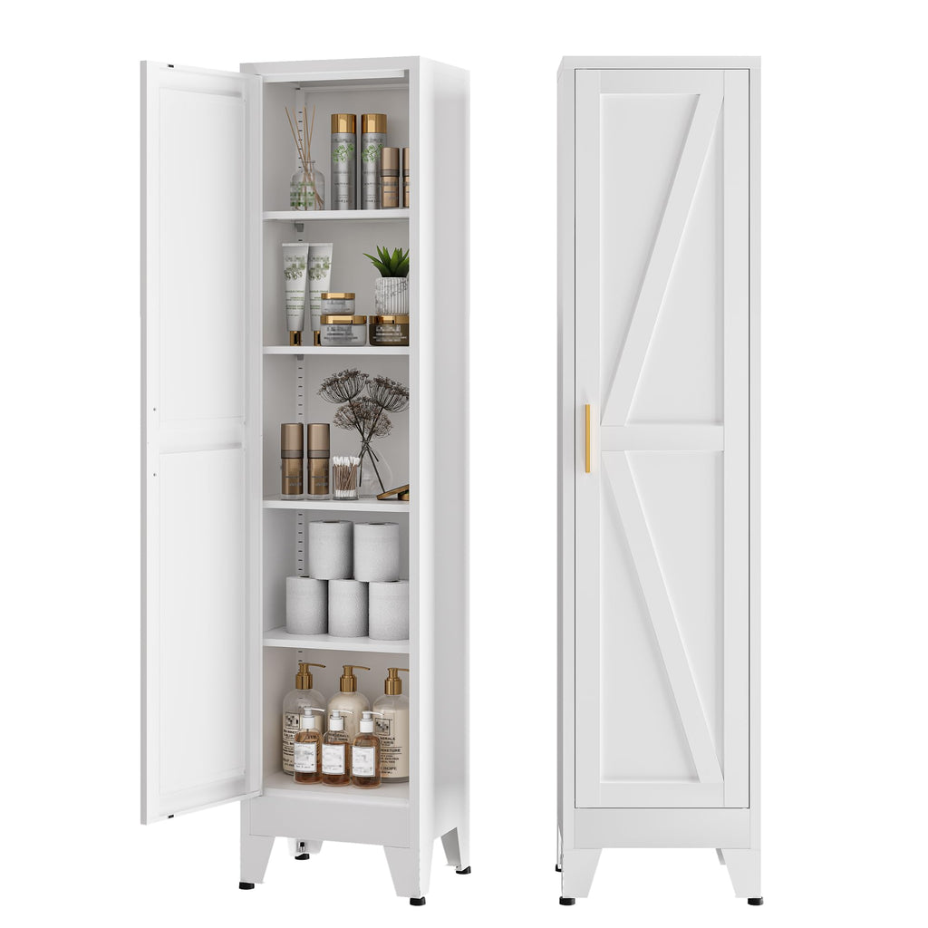 COFaR Home Farmhouse Storage Cabinet with 2 Barn Door, 61" H Metal Cabinet