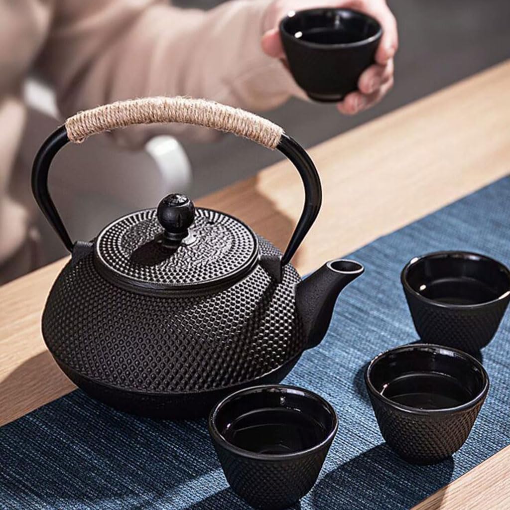 Removable Home cast iron teapot with lid tea set portable large capacity tea maker with liner tea kettle for stovetop Cleanable