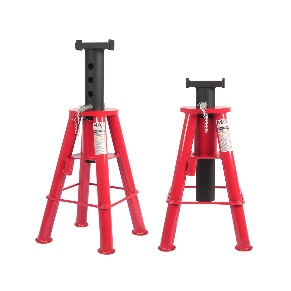 Maxority 10 Ton (20,000 lbs) Capacity Heavy-Duty Medium Profile Pin Type Adjustable Jack Stand for Trucks & Equipment, 1 Pair