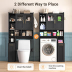 ELYKEN Over The Toilet Storage Cabinet with Pulley & Acrylic Doors, Black