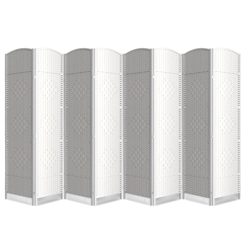 6 Panel Folding Room Divider,Woven Privacy Screen,Light Beige