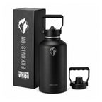 Ekkovision Ekko Flask Insulated Water Bottle, Stainless Steel, Black,128 Oz