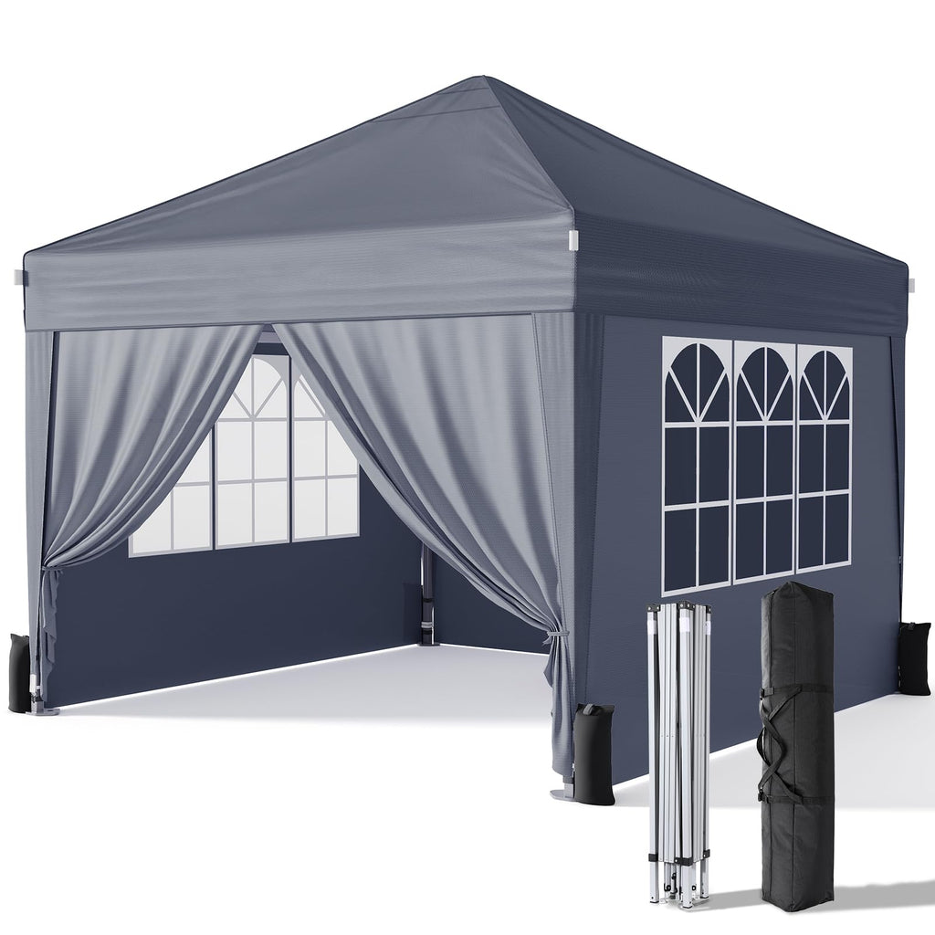Driftalia 10x10 Pop Up Canopy Tent with Sidewalls, One-Push Instant Setup
