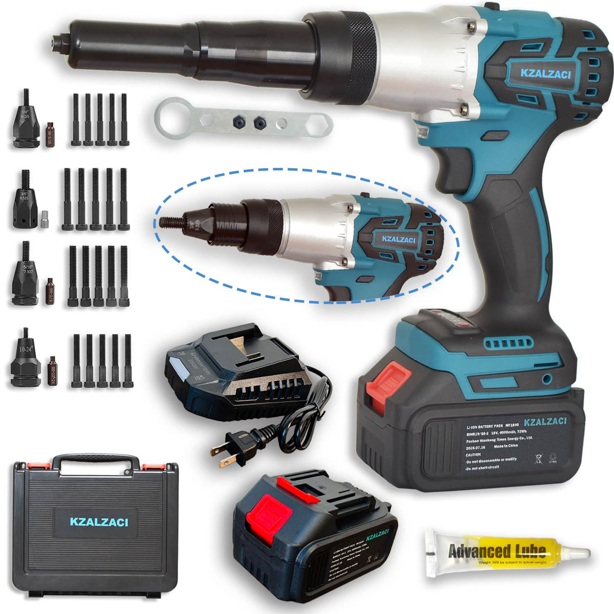 Cordless Rivet Nut Gun, Electric Rivet Nut Tool for Nuts M4-M5-M6-M8-M10