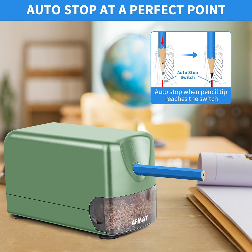 AFMAT Heavy Duty Electric Pencil Sharpener, 2 Pack (Blue + Green)