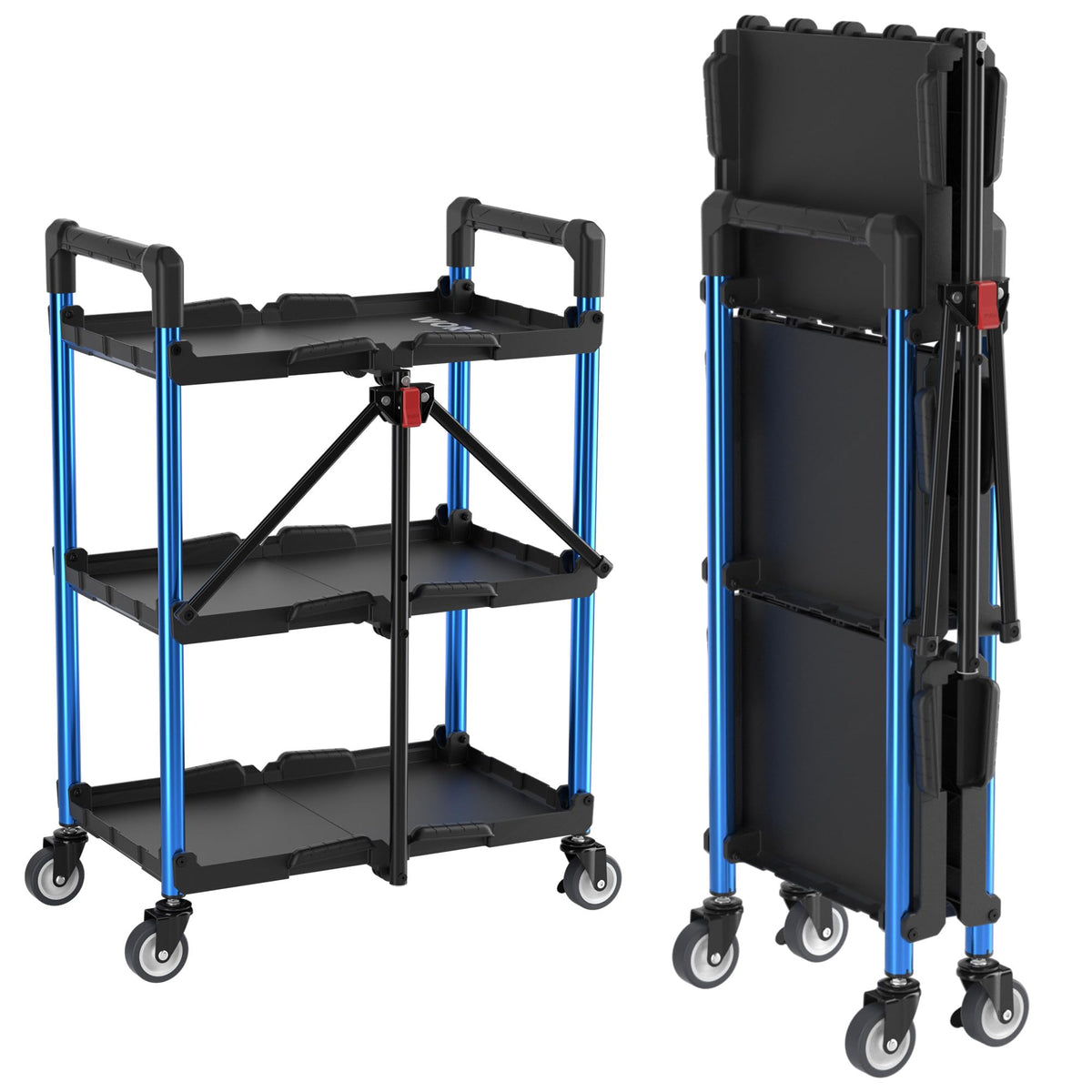 WORKPRO 3-Tier Collapsible Utility Cart, 210 LBS Cart with Wheels