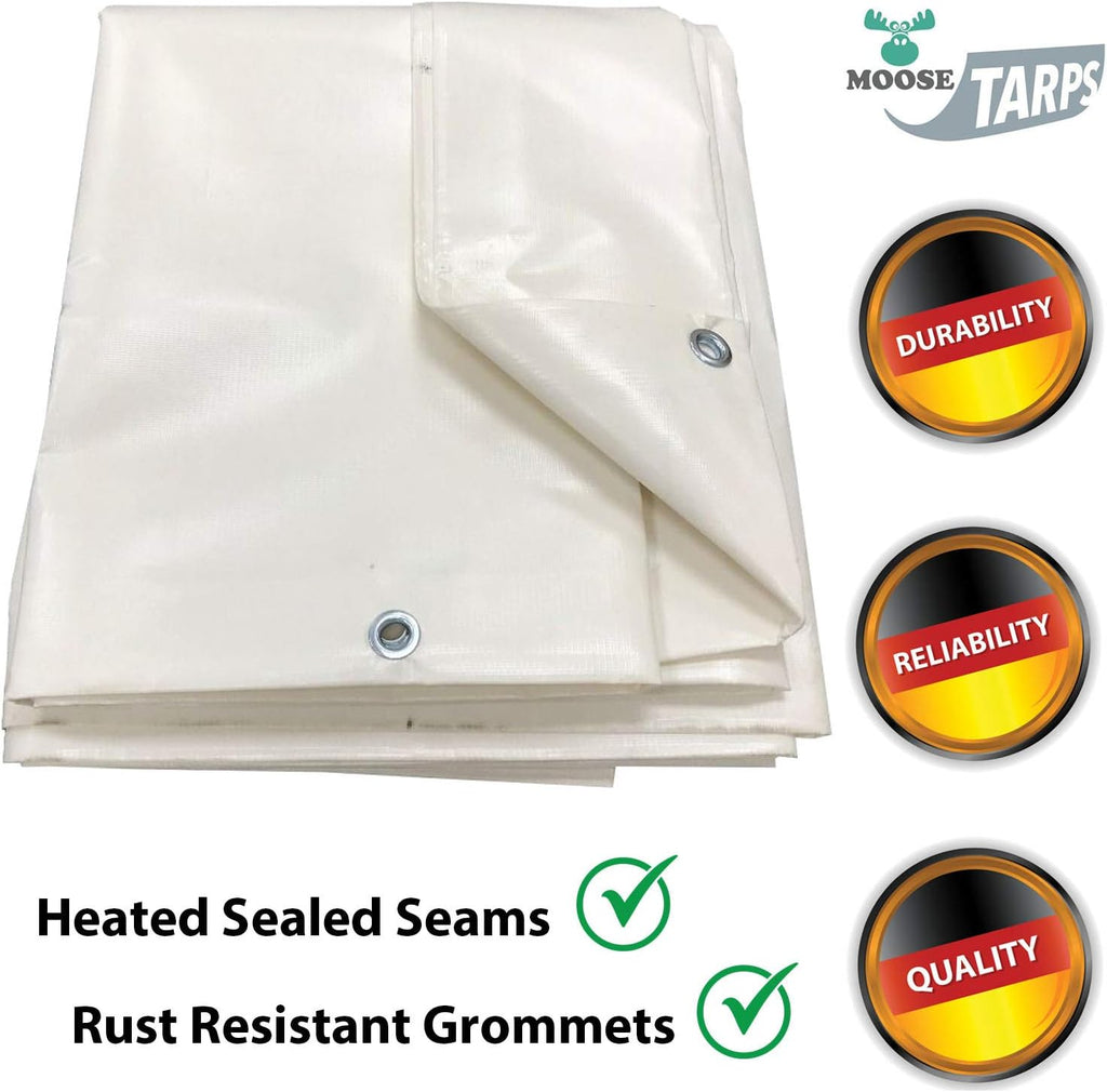 Heavy Duty Tarp, 12mil Thick PVC Vinyl, 10' x 12', White