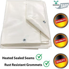 Heavy Duty Tarp, 12mil Thick PVC Vinyl, 10' x 12', White