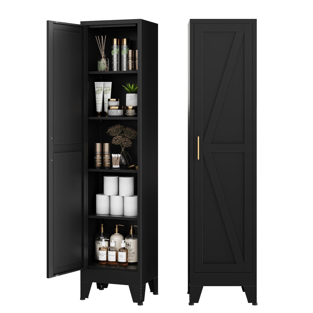 COFaR Home Farmhouse Storage Cabinet with 2 Barn Door, 61" H Metal Cabinet