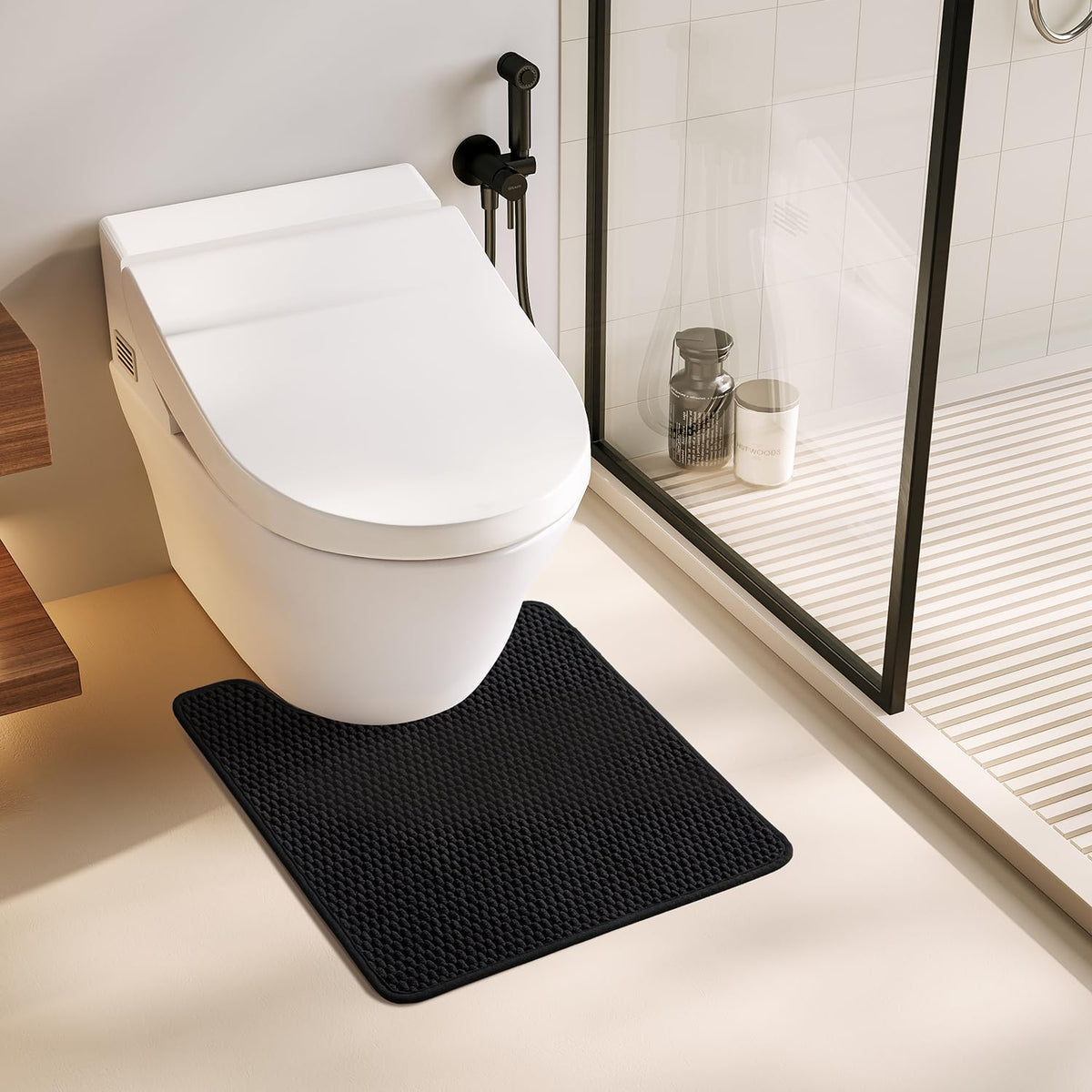 TYUU Bathroom Runner Rugs, Long Bath Mat Runner Washable Thin Quick Dry Low Pile Bathroom Runner Rugs Non Slip, Beige 24"x70"
