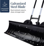 Best Choice Products 36in Galvanized Blade Heavy-Duty 2-Wheel Snow Pusher Hand Plow for Snow Removal w/Wheels, Adjustable Handle, Blade Angle - Black