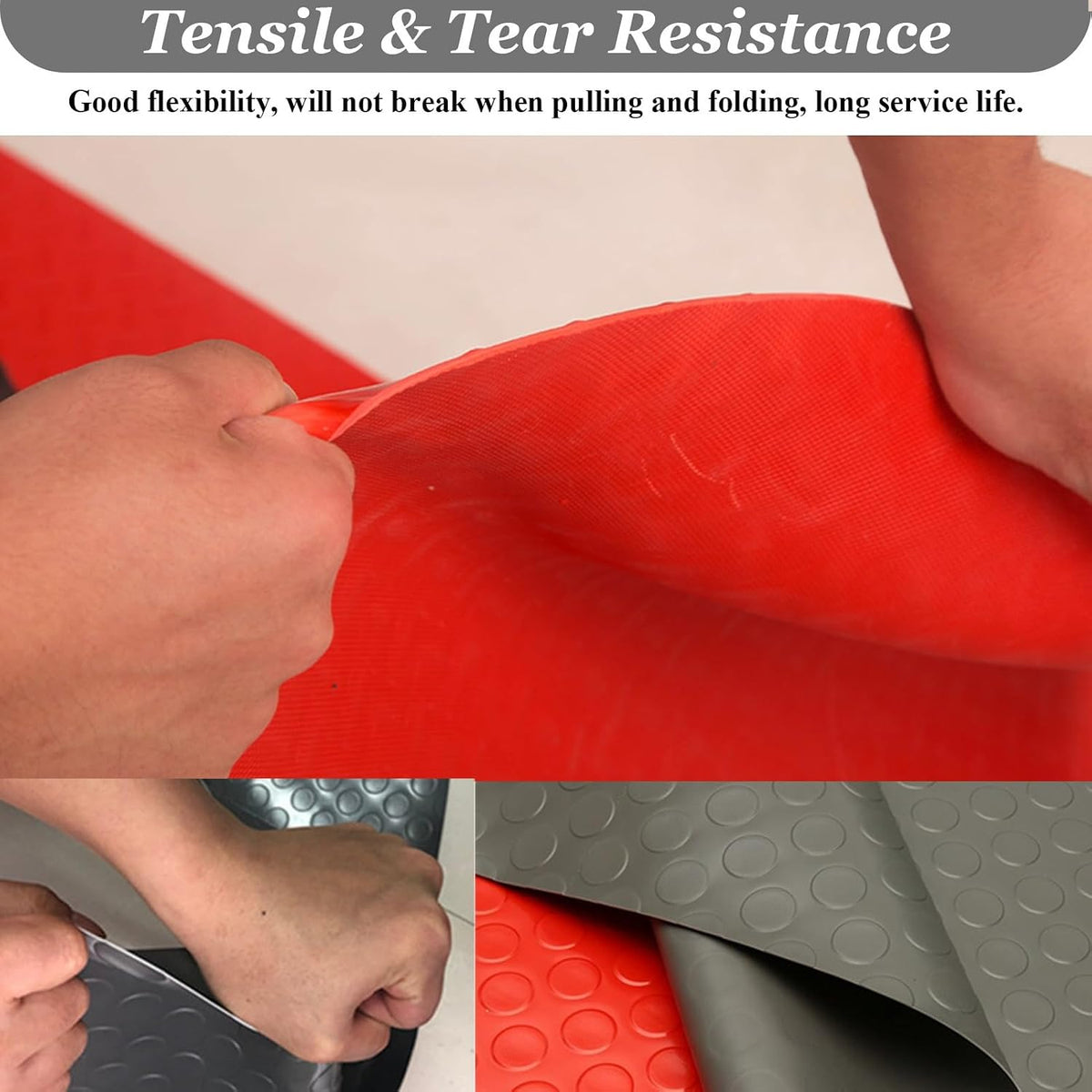 Garage Floor Mat Large Wear-resistant Coin Pattern Garage Mats for Floor, 2.5mm Non-Slip Garage Flooring Roll, 5 8 10 16 ft Length Rubber Mats for Home Gym(Red,1.3x1.5m(4.3 x 4.9ft))