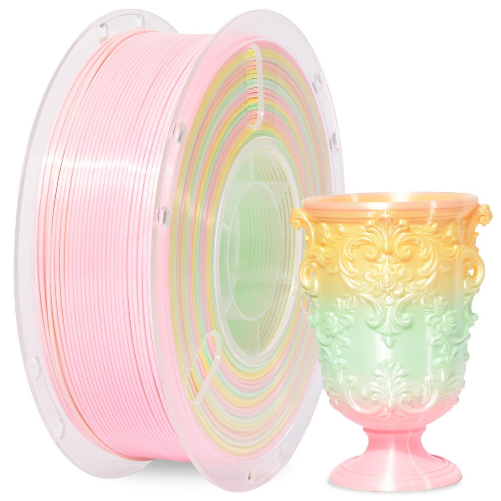 RAMBERY Silk Rainbow PLA 3D Printer Filament Bundle, 10 Colors Total 10kg, 1.75mm Multicolor Gradient 3D Printing Filament for Most FDM 3D Printers, 1KG Spool (2.2lbs) x 10 PCS