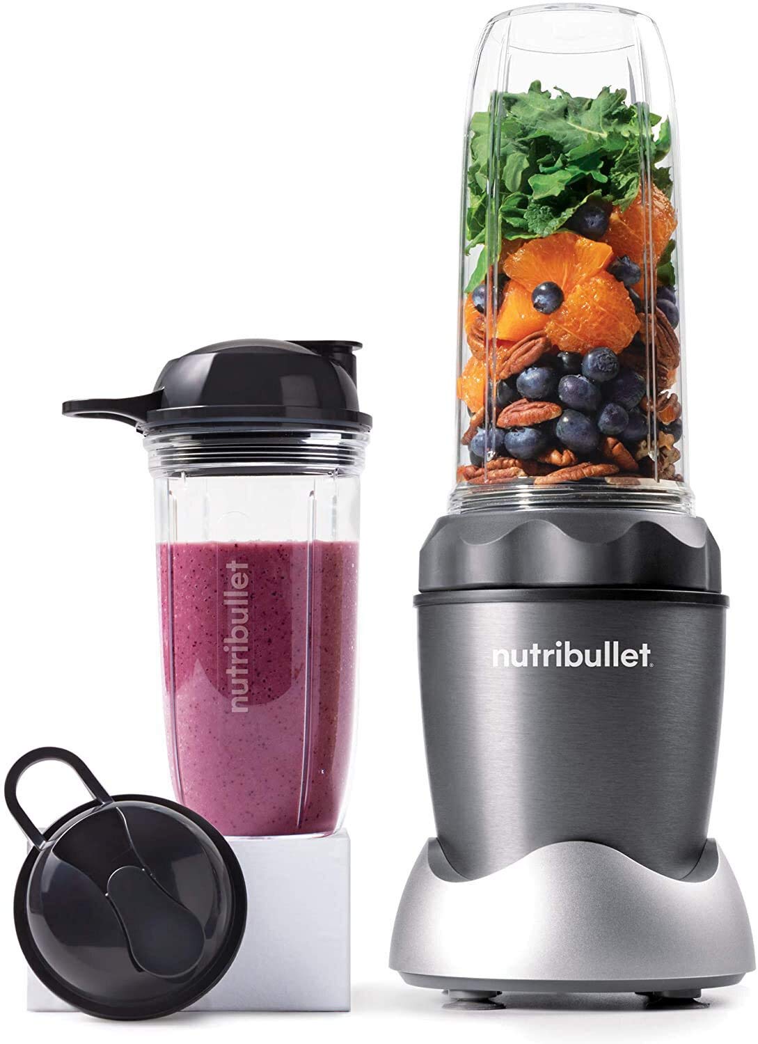 NutriBullet NB50100C Pro 1000 Single Serve Blender (1000W) 7-Piece Set, Dark Gray/Light Gray Skirt