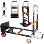 Folding Hand Truck Dolly Cart with Wheels, 500lb Load,Silver Orange