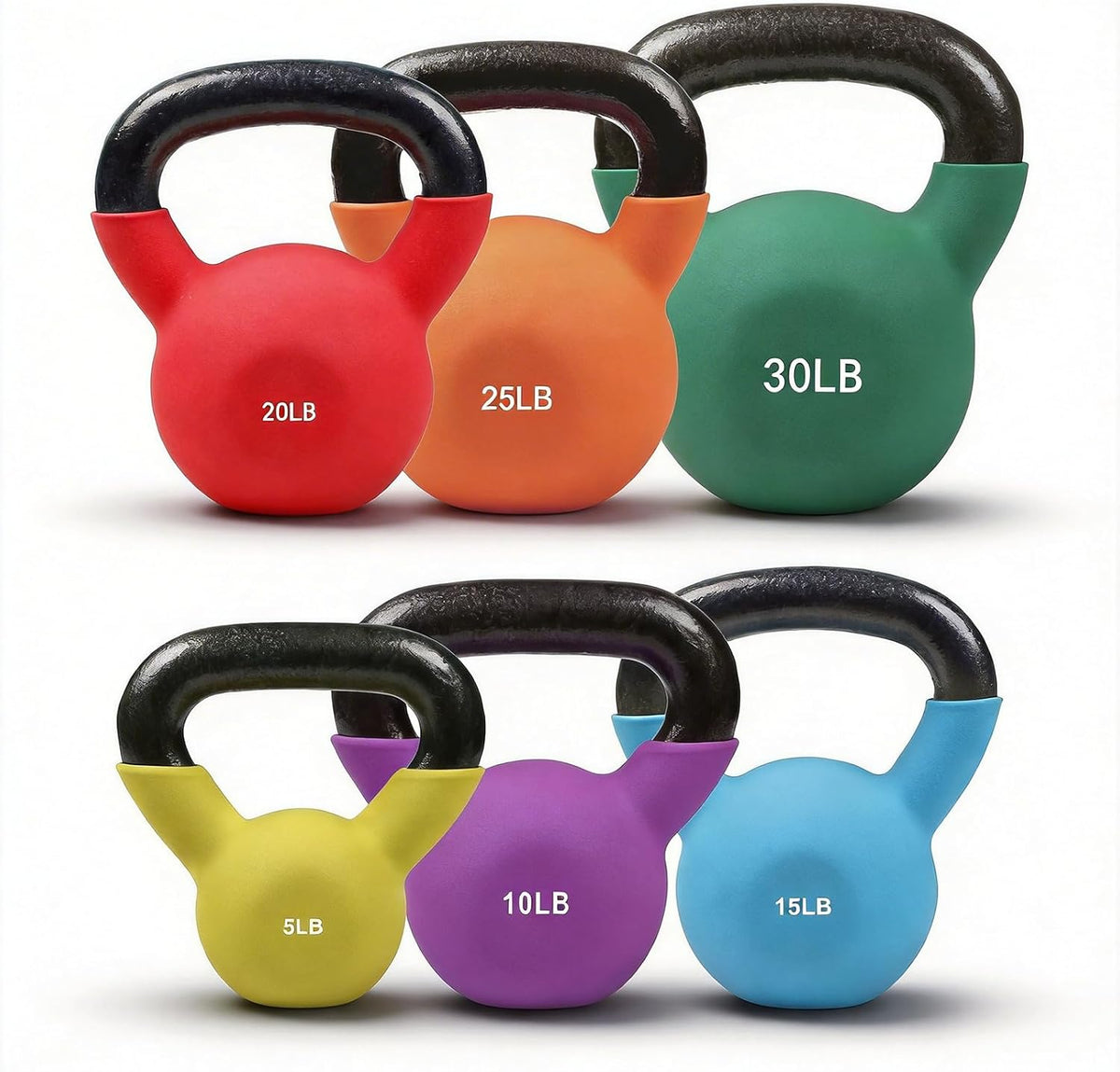 RitFit Neoprene Coated Kettlebell Weight Set, Solid Cast Iron
