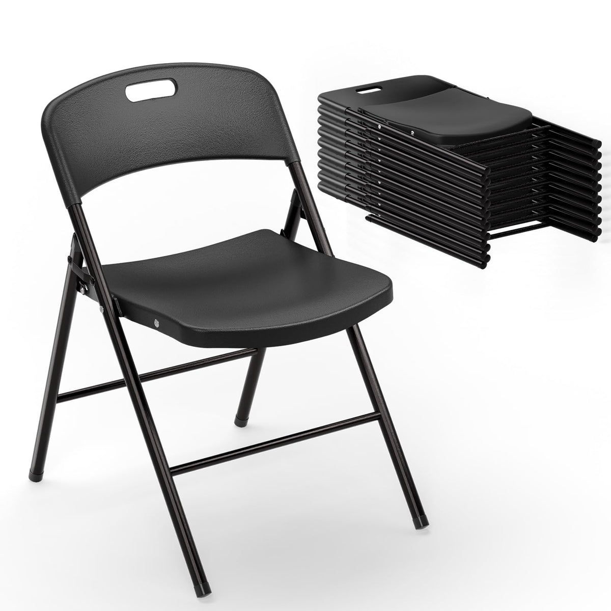 VINGLI Folding Chairs, Plastic Foldable Chair, Capacity up to 350 lbs, Portable Seating for Indoor Outdoor Events Parties Camping Work School Commercail (12, White)