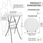 2-Pack 28 Inch Round Folding High Top Cocktail Tables with Dual Black Tablecloths, Portable Bar Height Bistro Set, Detachable Legs, Heavy Duty Indoor Outdoor Furniture for Wedding, Party & Events