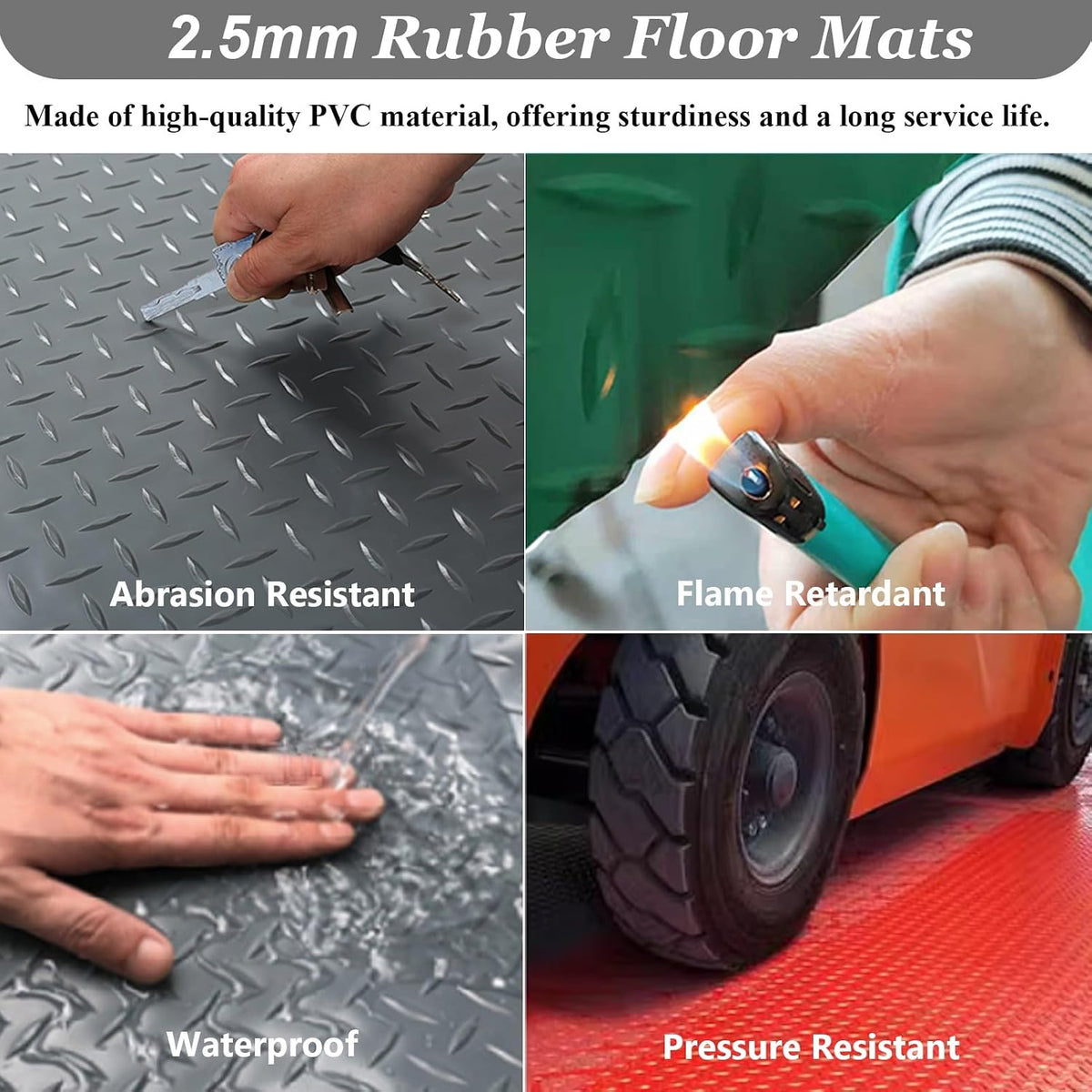 UrbanUp Garage Floor Mat Rubber Diamond Plate Garage Floor Mat, DIY Garage Flooring Roll Flexible, Gym/Camping/Ladder Mats(Blue,1x2m (3.3 x 6.6ft))