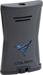 Colibri Premium Slim Torch Lighter - Windproof & Refillable, Cigar Enthusiast's Choice with Blue Fuel Window and Adjustable Flame (Black + Black) - Shipped Empty - no Butane.