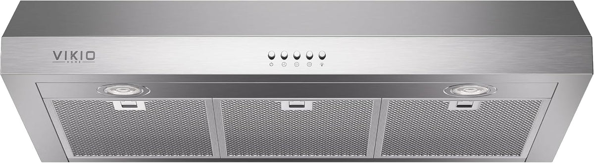VIKIO HOME Under Cabinet Range Hood 30 Inch, 1200 CFM Dual-Motor Kitchen Vent with LED Lights, Button Control, Ducted Vent Hood, Reusable 5-Layer Aluminum Filters, Stainless Steel
