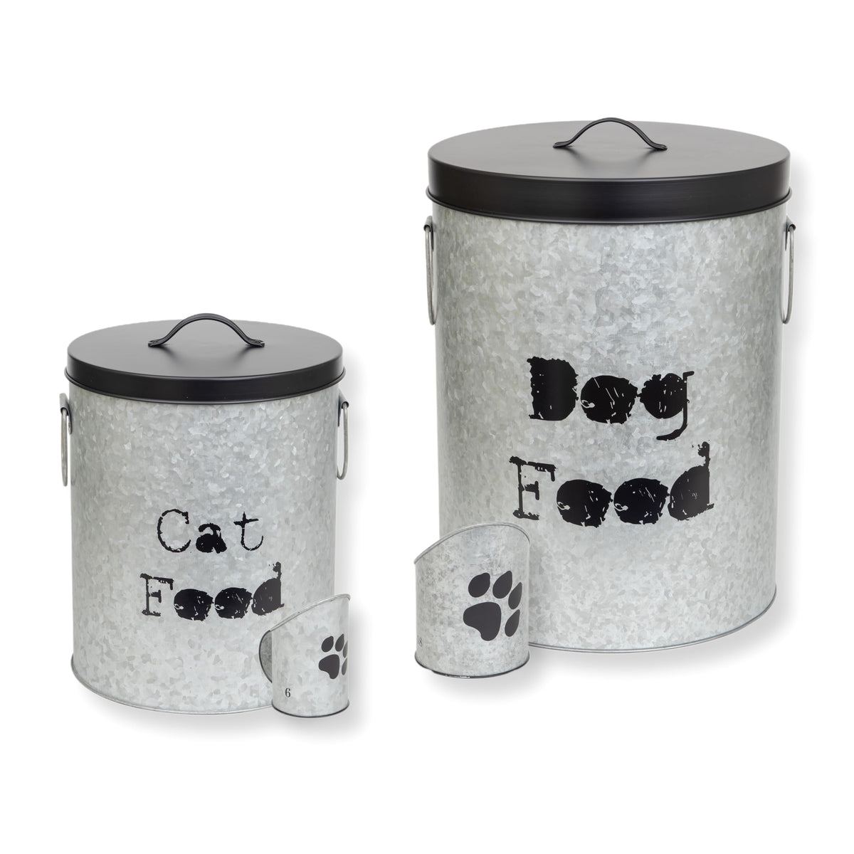 Large 60lb Dog & Medium 30lb Cat Pet Food Storage Canister with Scoop – Durable & Airtight for Freshnesss, Minimalist Design & Recyclable, Metal Container (Combo - Large Dog Bin & Med Cat Bin)