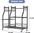 WALMANN Garden Tool Organizer with Wheels, Rakes/Shovels/Yard Tools Stand