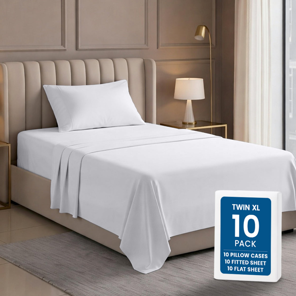 Bulk 8-Pack King Sheet Set, 4pc Set For Hotel, Resort & Motel, White
