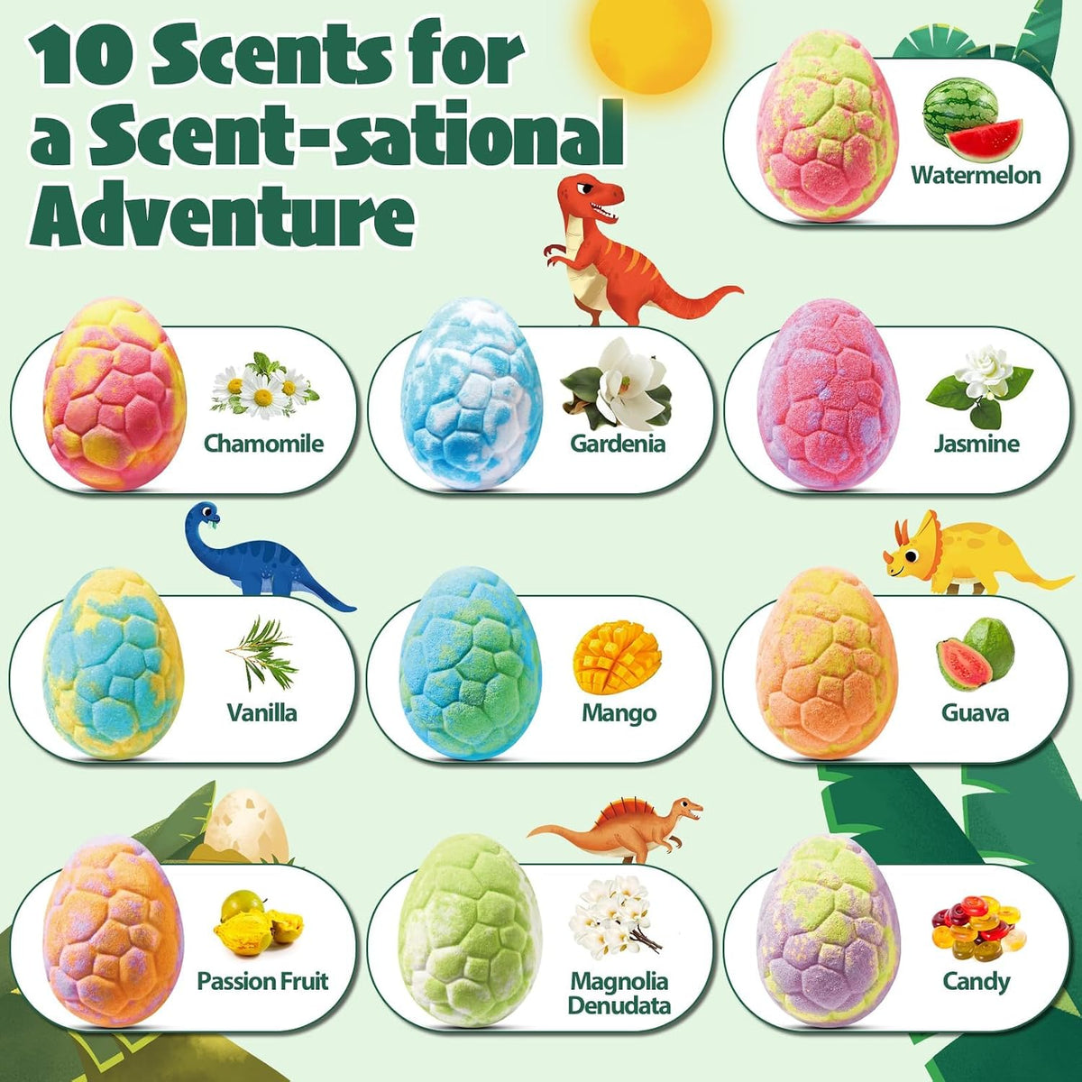 Dinosaur Bath Bombs for Kids with Surprise Toys, Dino Egg Gift Set, 20 Pack