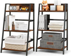 Tangkula 3-Tier Ladder Shelf, Industrial Wood Bookshelf