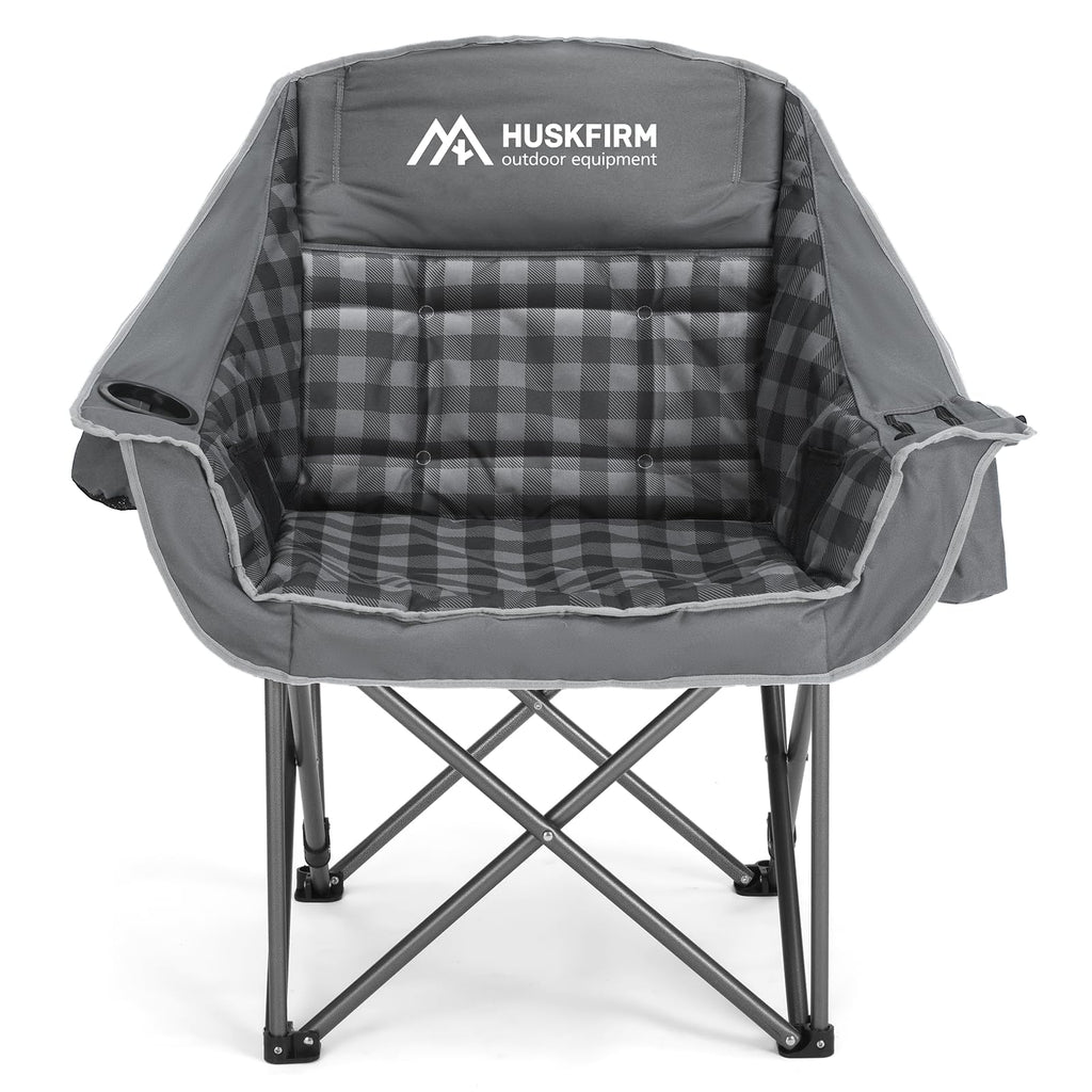 Oversized 2 Pack Camping Chairs, Padded Camping Chair Support 450LBS, Grey