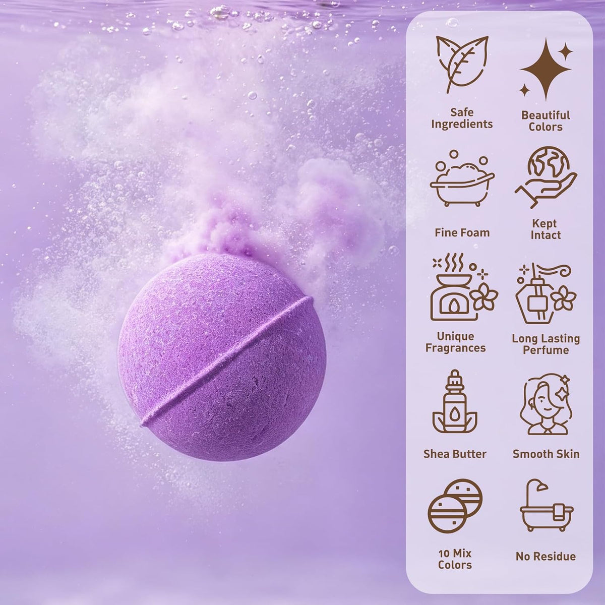 50 Pack Bath Bombs for Women Kids Bubble Bath 10 Scents Relaxing Spa Gifts