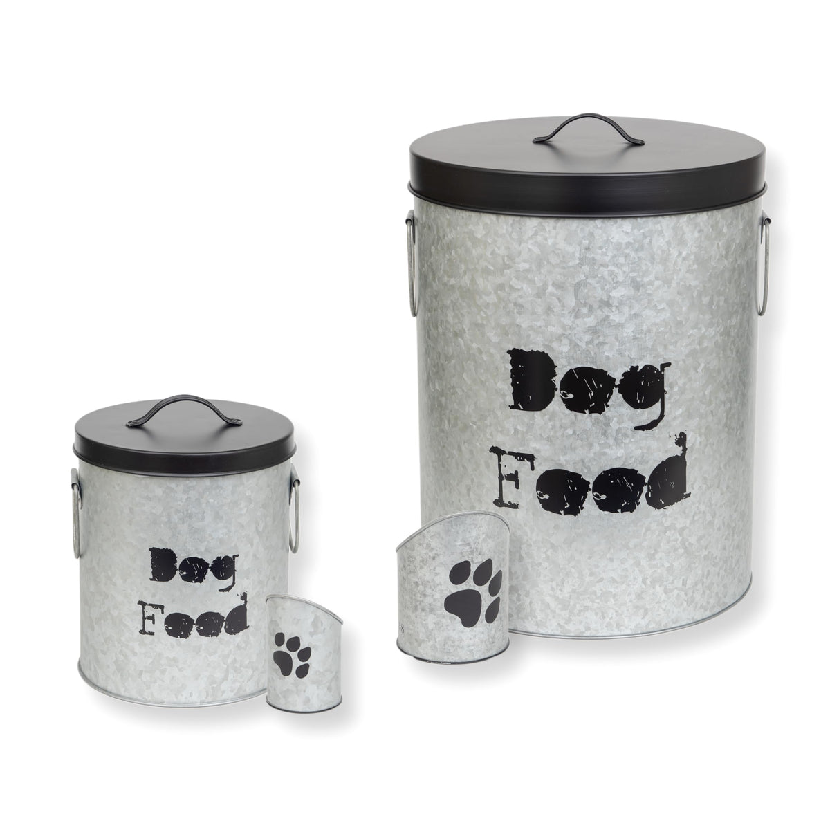 Large 60lb & Small 20lb Dog Pet Food Storage Canister with Scoop – Durable & Airtight for Freshnesss, Minimalist Design & Recyclable, Huge & Small Metal Container (Combo - Dog Bin - Large & Small)