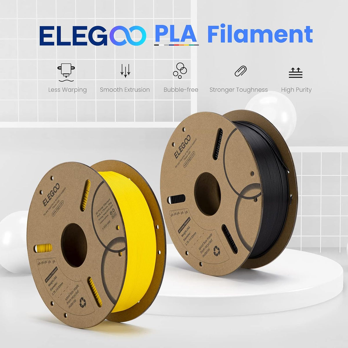ELEGOO PLA 3D Printer Filament 1.75mm Bundle Multicolors 10KG