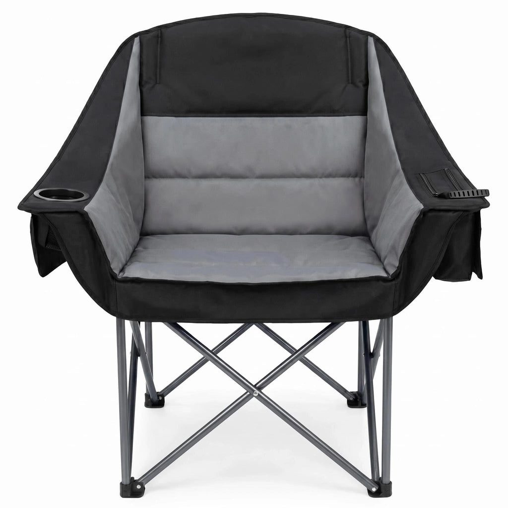 2 Pack Oversized Camping Chair Heavy Duty Lawn chair Support 500 lbs,Grey