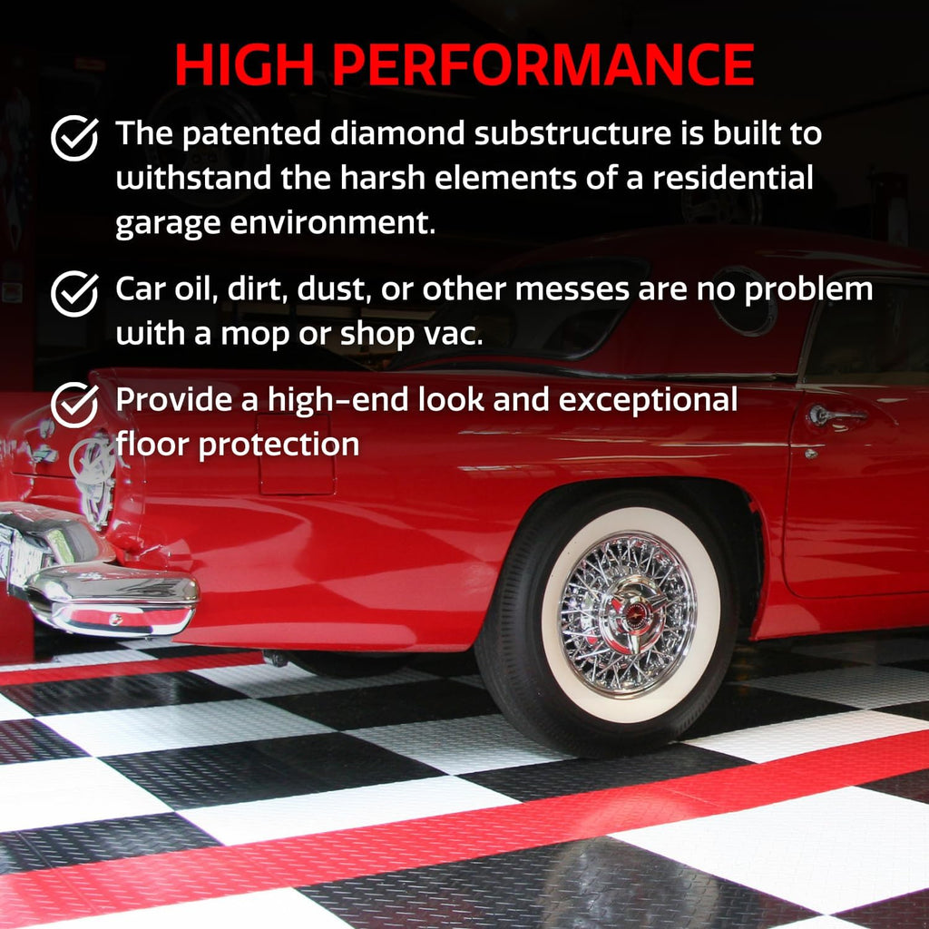 SnapLock RaceDeck Diamond 12"x12" Interlocking Garage Tiles, 48pk, Red