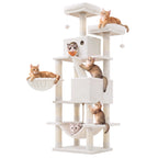 Feandrea Cat Tree, 81.1-Inch Large Cat Tower, Multi-Level Condo, Green
