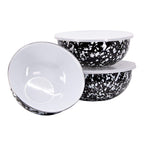 Golden Rabbit Enamelware Nested Mixing Bowls with Lids, Set of 3, Solid White Textured