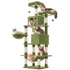 Feandrea Cat Tree, 81.1-Inch Large Cat Tower, Multi-Level Condo, Green